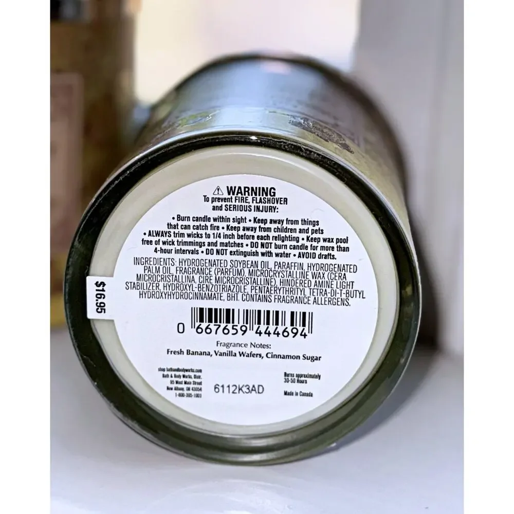 Lot of 3 Bath & Body Works Main Street Bakery Single Wick Candle Decorative Lids